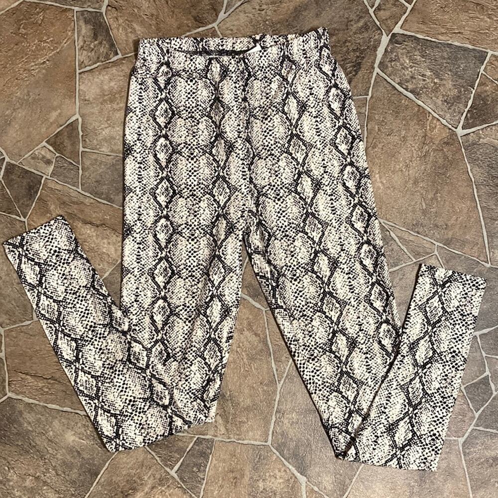 New Zenana Brushed Microfiber Snakeskin Print Legging Sz S - Picture 4 of 9